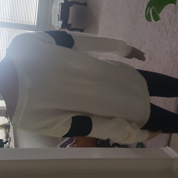 Fifty Street s crewneck open knit mesh arm bands cross stitch front ribb… cross - Picture 4 of 7